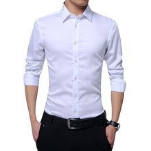 Load image into Gallery viewer, Men Long Sleeve Shirts Slim Fit Solid Business Formal Shirts for Autumn FO Sale