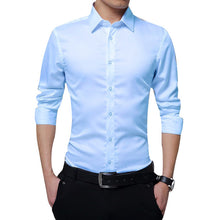 Load image into Gallery viewer, Men Long Sleeve Shirts Slim Fit Solid Business Formal Shirts for Autumn FO Sale