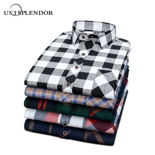 2019 New Men's Plaid Flannel Shirt Plus Size Soft Sanded Spring